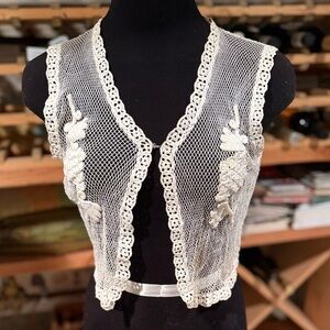 Vintage White Lace Hand Crocheted Vest